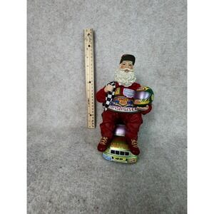 Racing Santa Claus Figure Christmas Holiday Decor Sitting‎ on Race Car